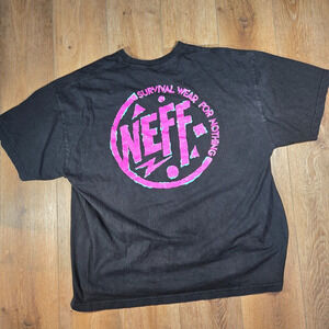 Neff Survival Wear Nothing T Shirt Mens 3XL Black Purple Logo Streetwear Skate